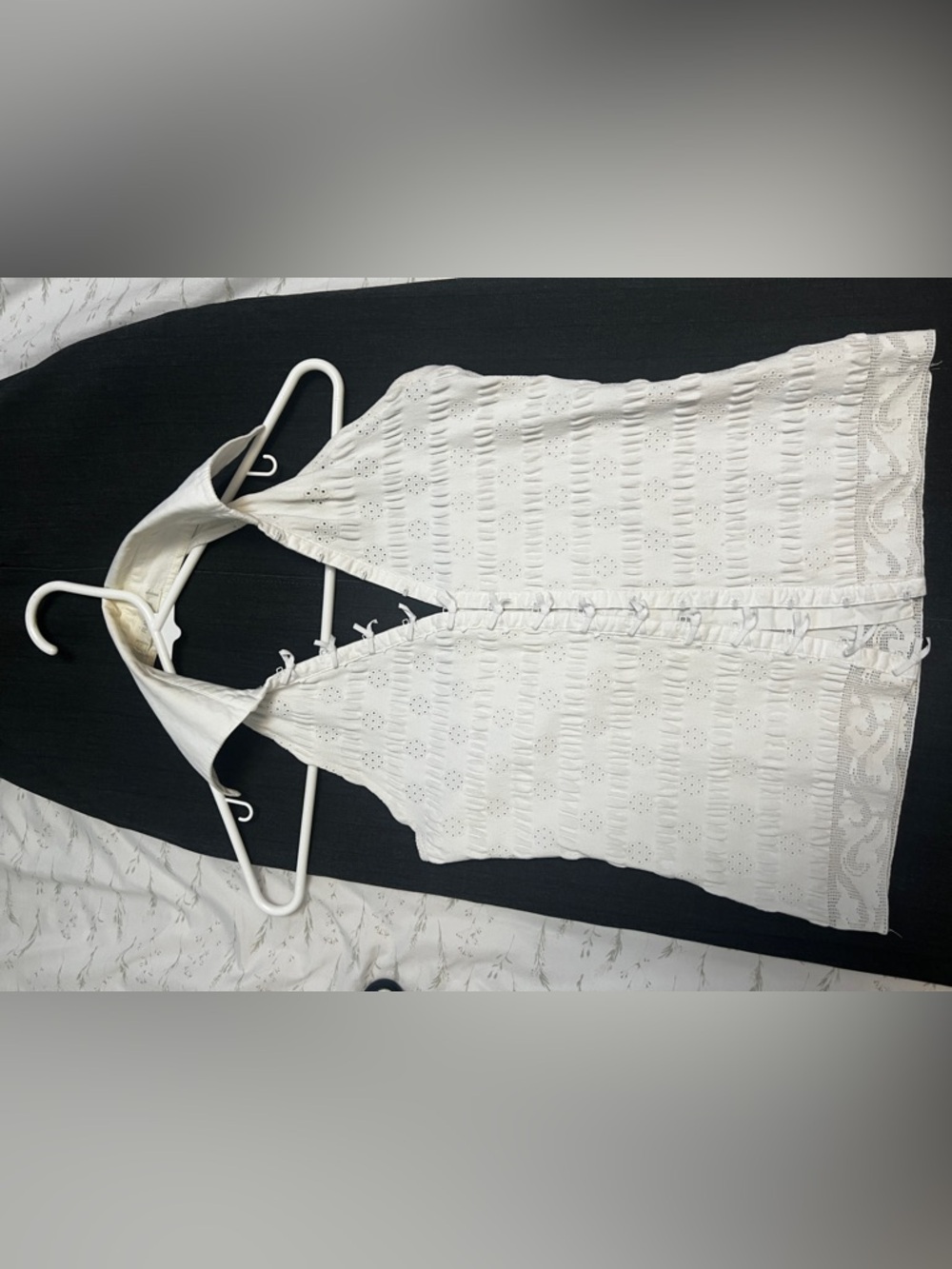 White Eyelet Halter with clip bows